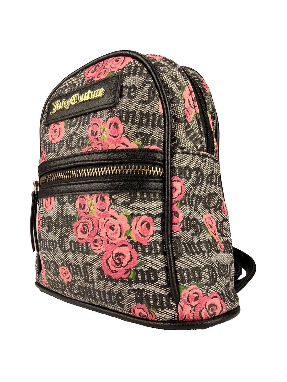 Juicy Couture Rosie Gothic Logo Pink Rose Floral Mini Backpack Purse Y2K